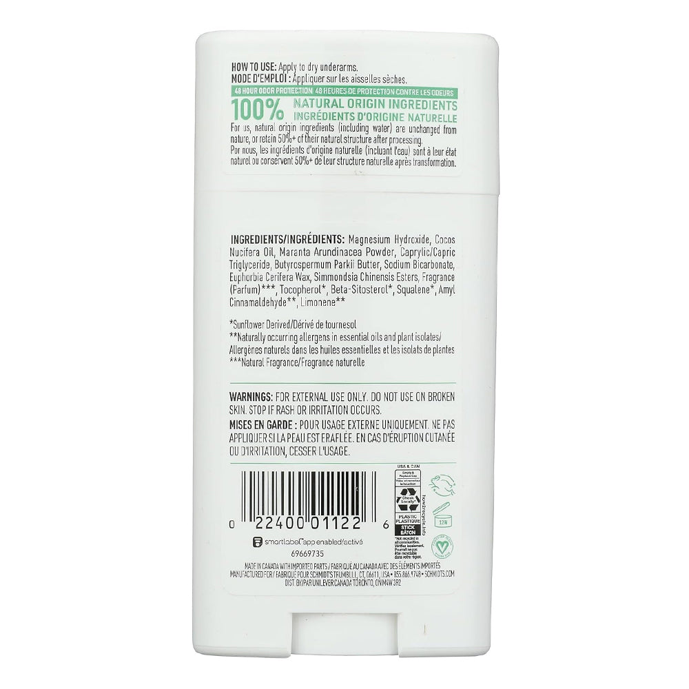 Schmidts Cactus Flower and Pear Deodorant Essential Oils All Day Odor Protection 2.65Oz (75g)