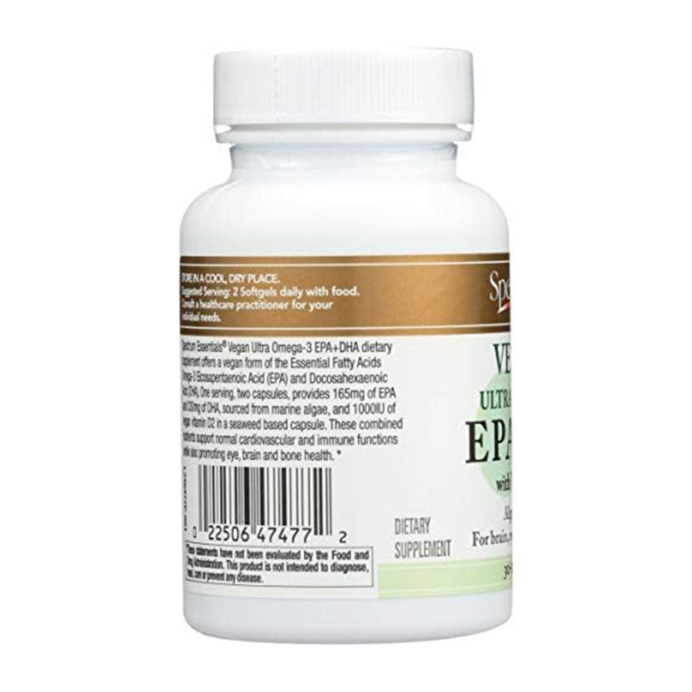Spectrum Essentials Vegan Ultra Omega3 EPA and DHA with Vitamin D SoftGels, 60 Ea