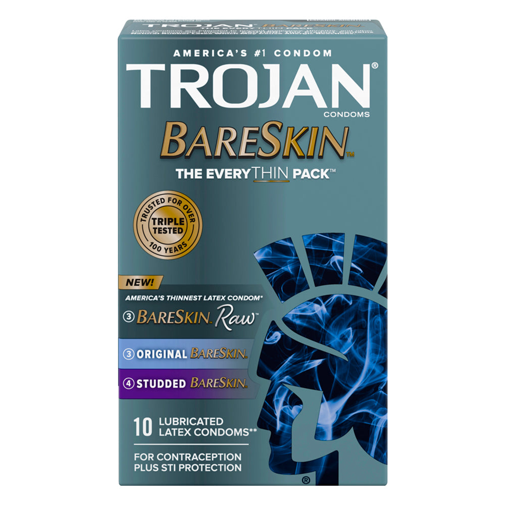 Trojan BareSkin The EveryThin Pack Condoms Triple Tested 10Ea