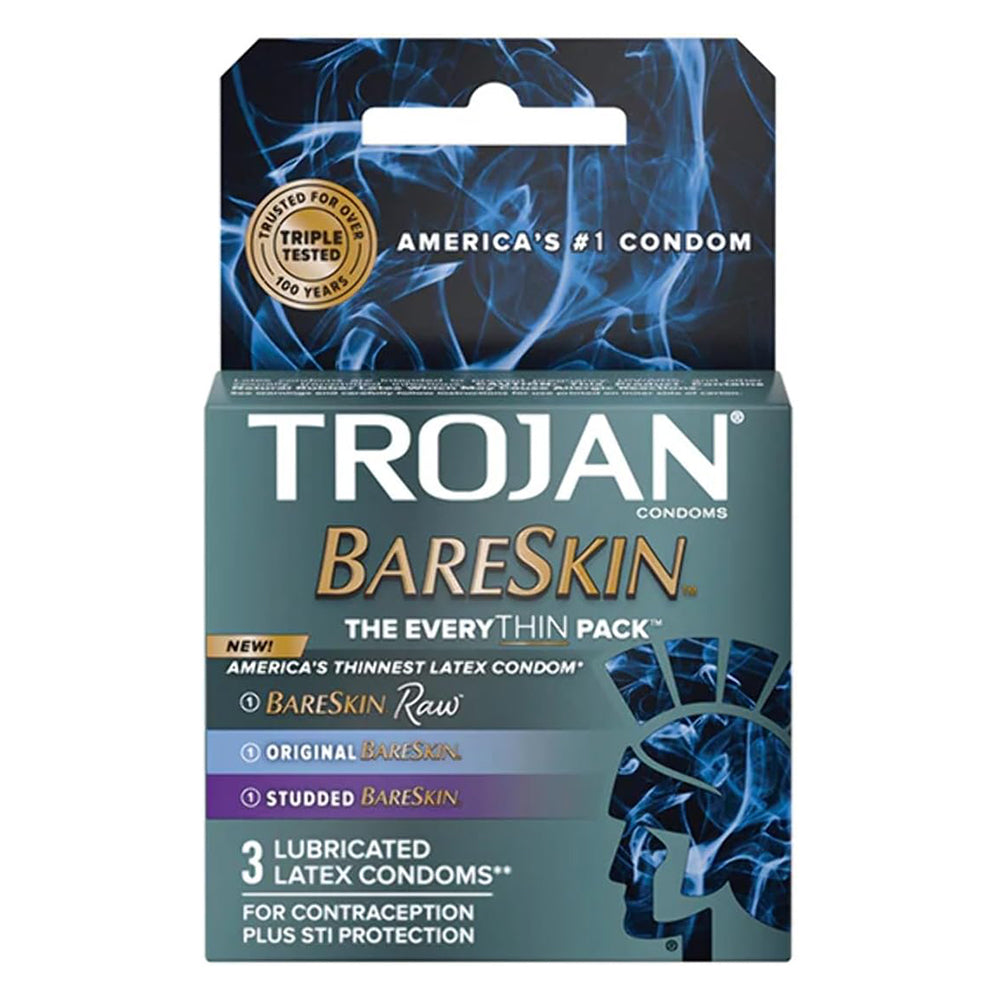 Trojan Bareskin Everythin Lubricated Latex Condoms 3Ea