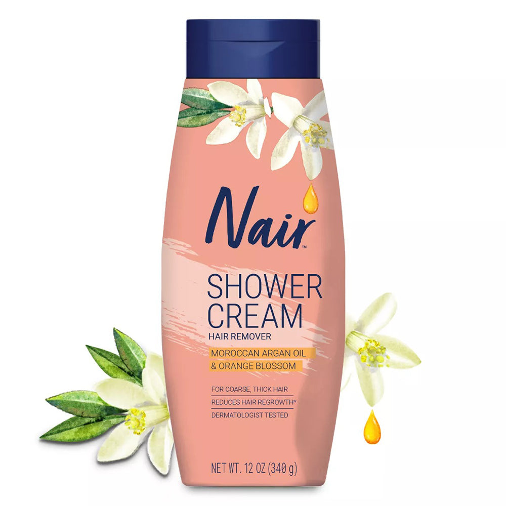 Nair Hair Remover Shower Cream with Moroccan Argan Oil and Orange Blossom 12Oz (340g)