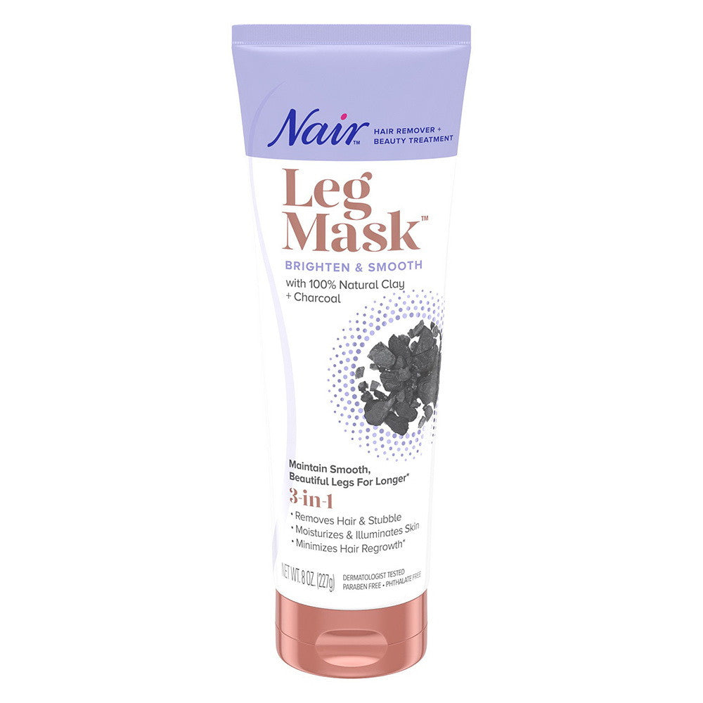 Nair Leg Mask Brighten And Smooth With Natural Clay Plus Charcoal, 8 Oz