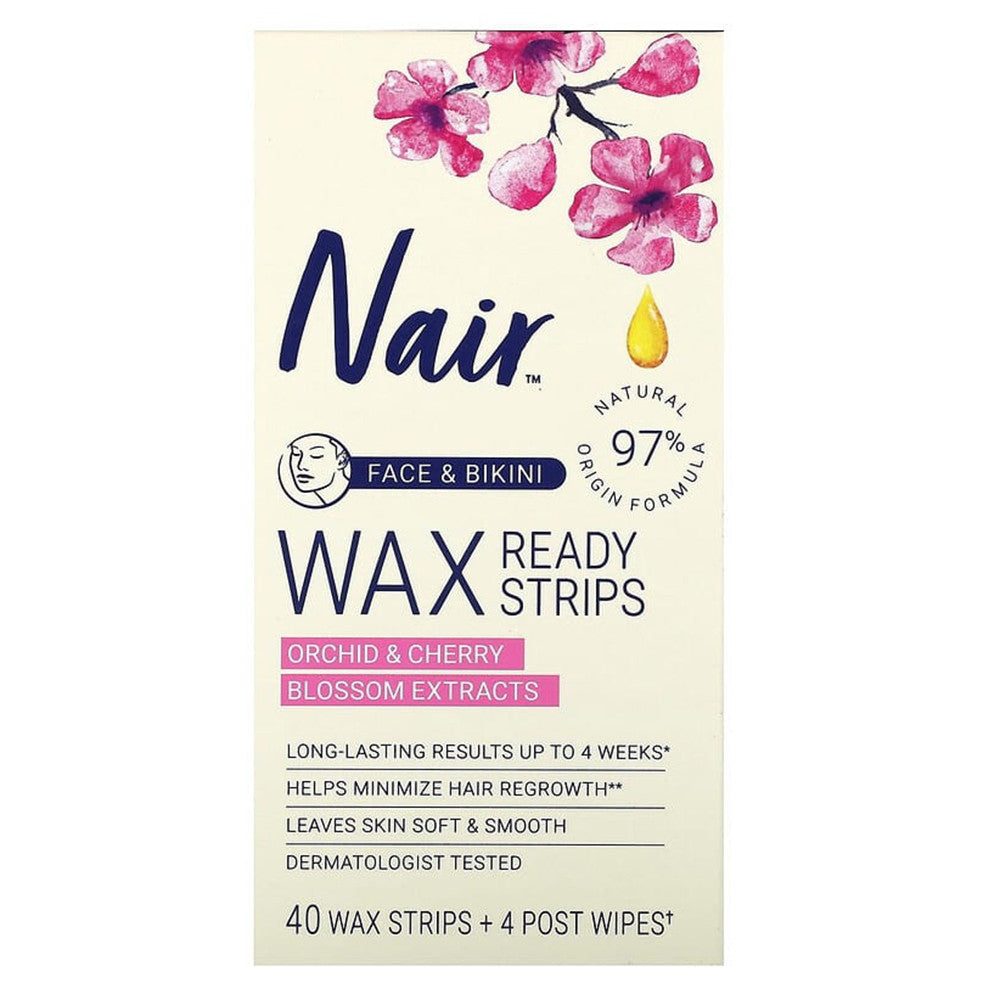 Nair Wax Ready-Strips For Face and Bikini, 40 strips