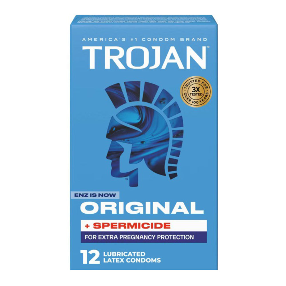 Trojan Original Plus Spermicidal Lubricated Latex Condoms 12Ea