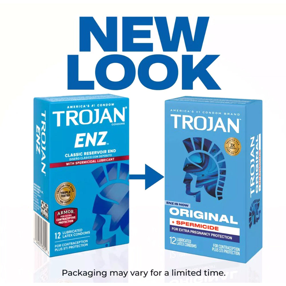 Trojan Original Plus Spermicidal Lubricated Latex Condoms 12Ea