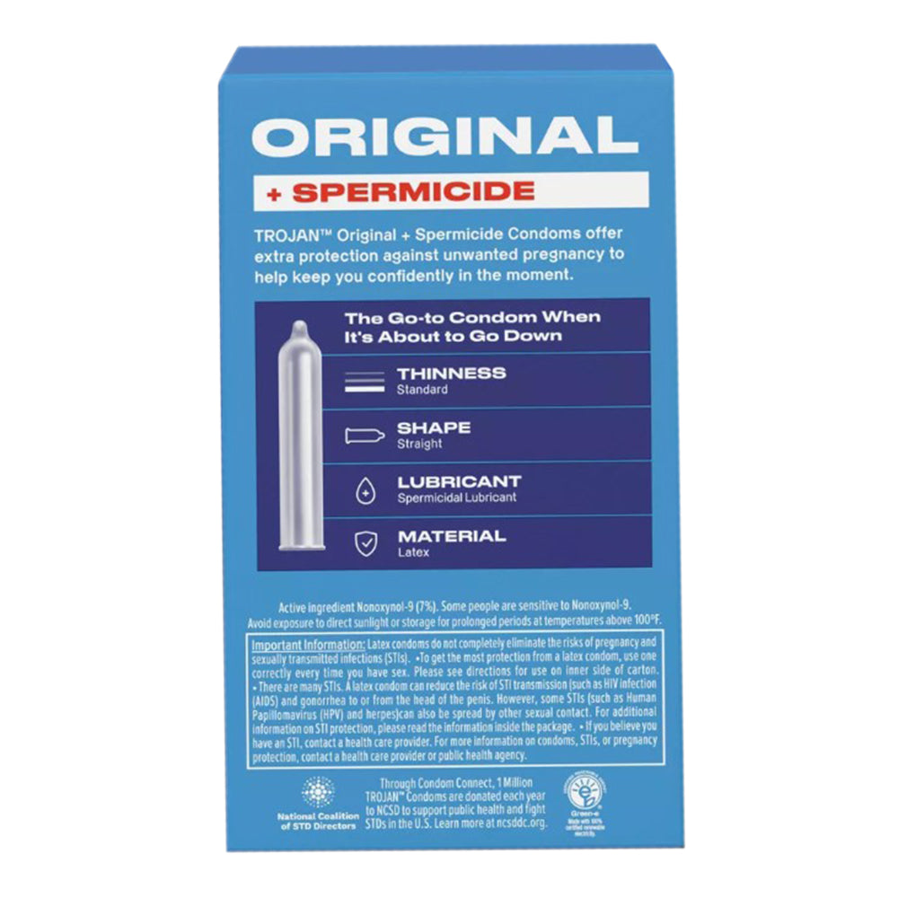 Trojan Original Plus Spermicidal Lubricated Latex Condoms 12Ea