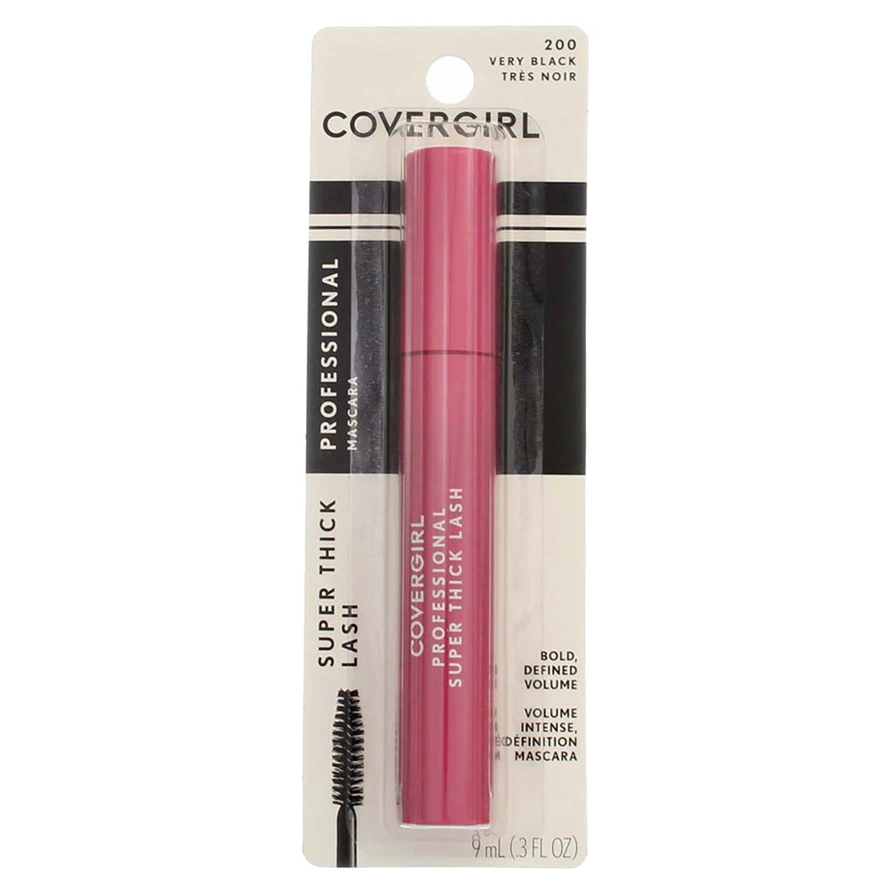 CoverGirl Professional Super Thick Lash Mascara 200 Very Black for Bold and Defined Volume Lashes 0.44Oz (13.1ml)