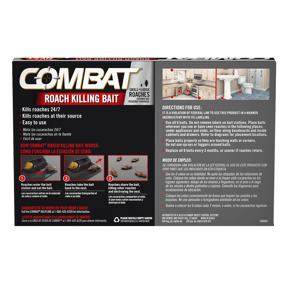 Combat Roach Killing Bait Stations for Small and Large Roaches, 6 Ea