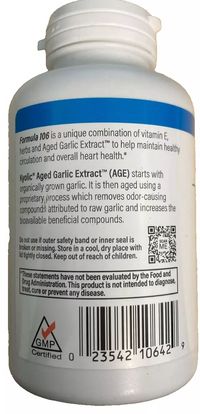Kyolic Aged Garlic Extract, Circulation Health, Formula 106, Organic Garlic Capsules 200 ea