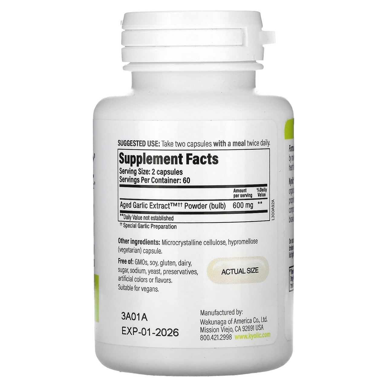 Kyolic Cardiovascular Aged Garlic Extract Formula 300 Capusles, 120 Ea