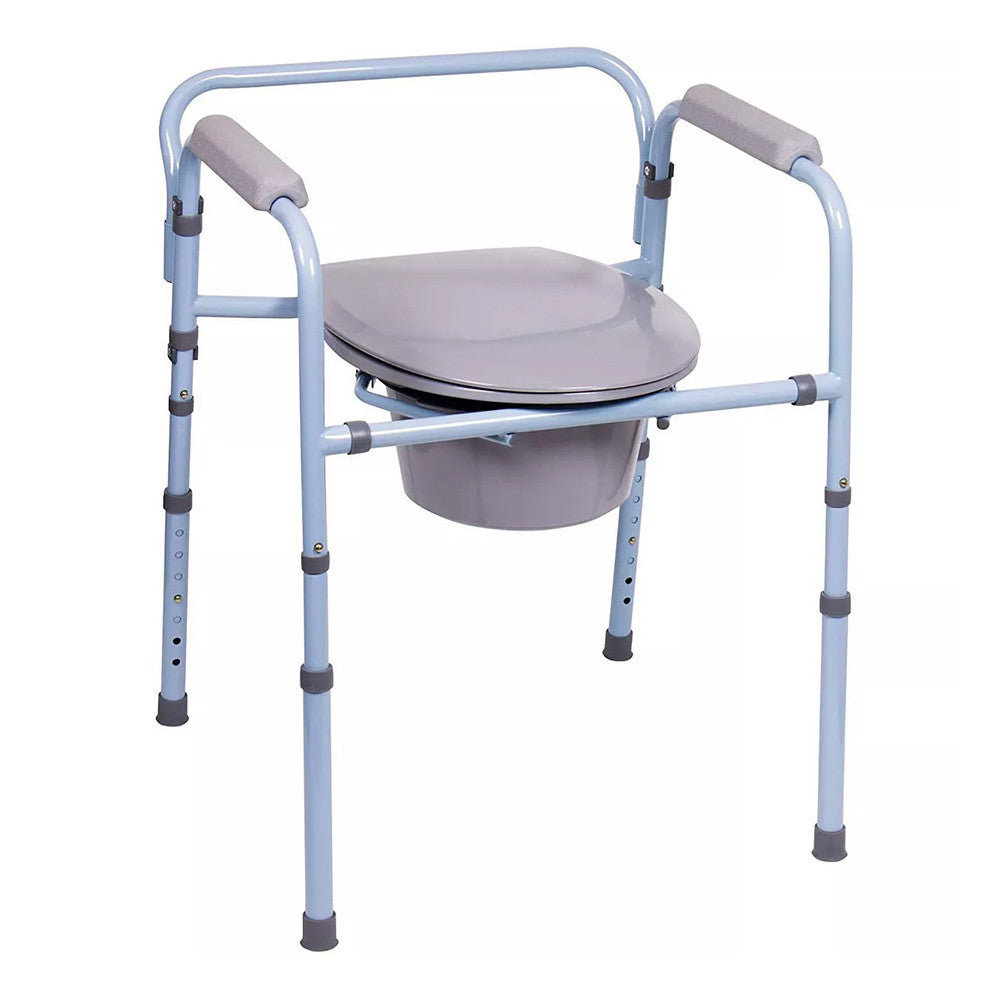 Deluxe 3 In 1 Folding Commode Raised Toilet Seat and Safety Frame, 1 Ea