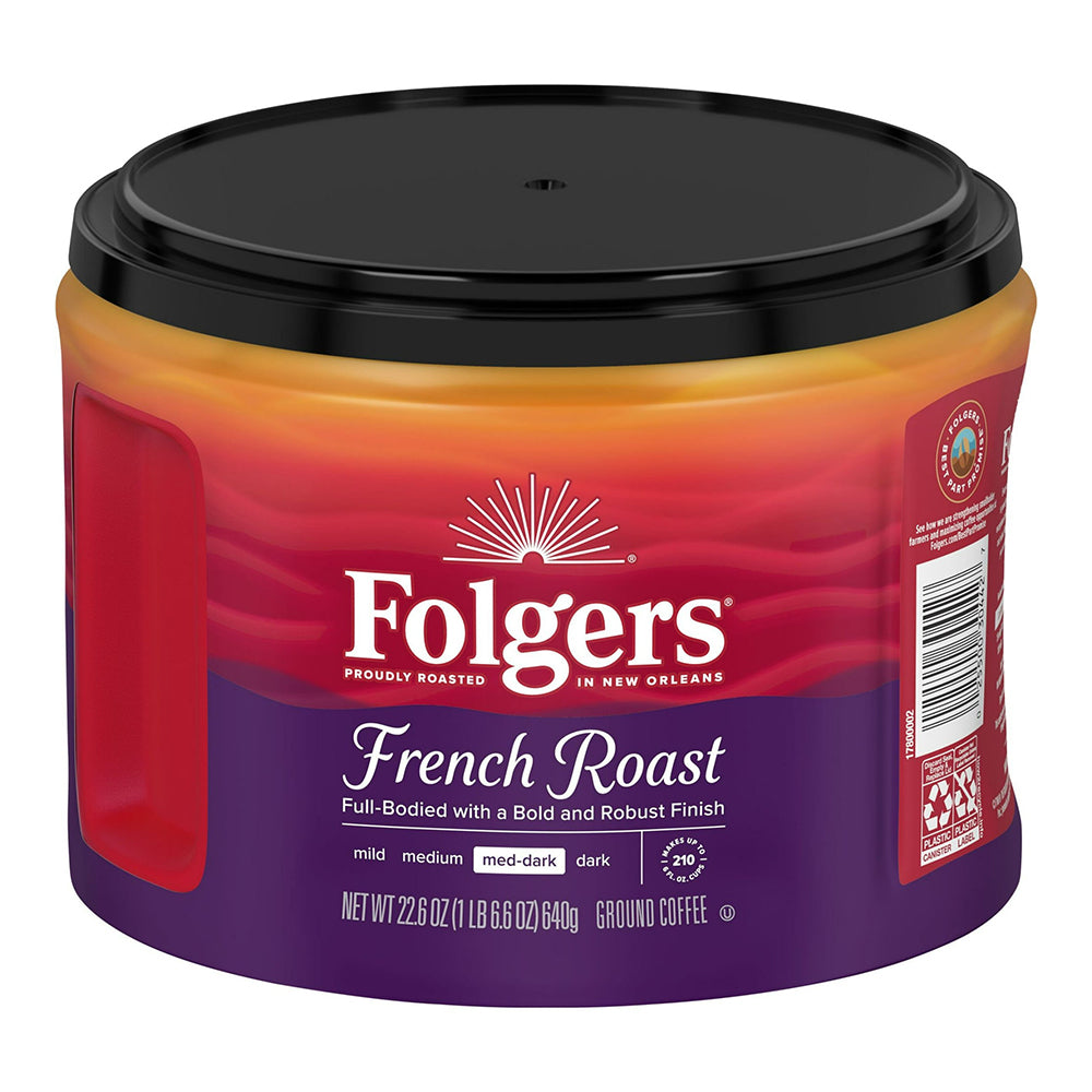 Folgers French Roast Ground Coffee for Bold and Rich Flavor 22.6Oz (640g)