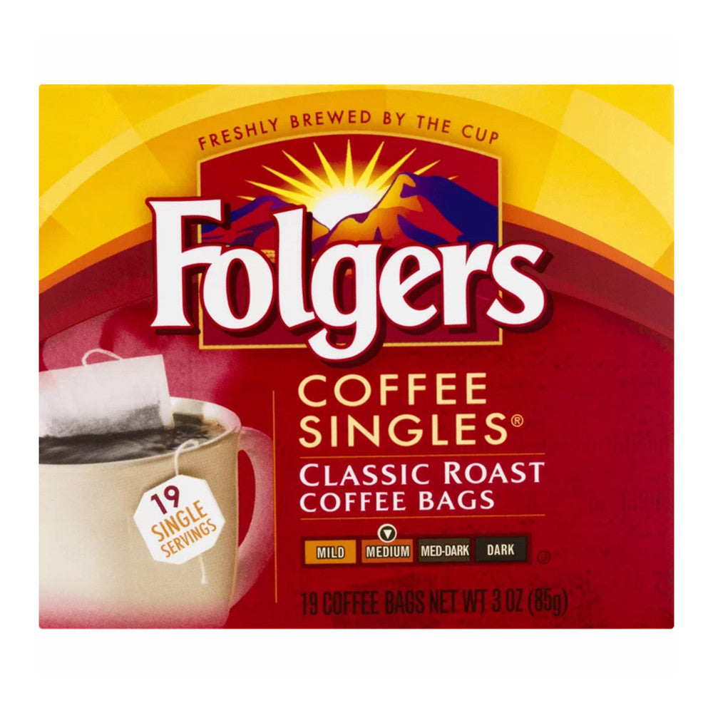 Folgers Coffee Singles, Classic Roast Coffee Bags, 3 Oz