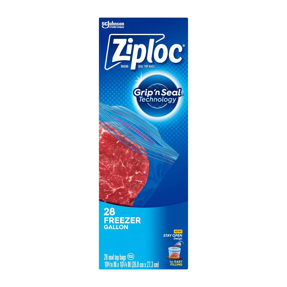 Ziploc Gallon Food Storage Freezer Bags, Grip 'n Seal Technology, 28 Ea