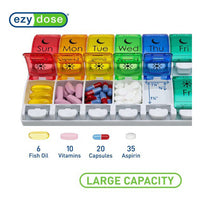 Ezy Dose Push Button 7-Day Pill Case, Am/Pm, Rainbow, 1 Ea