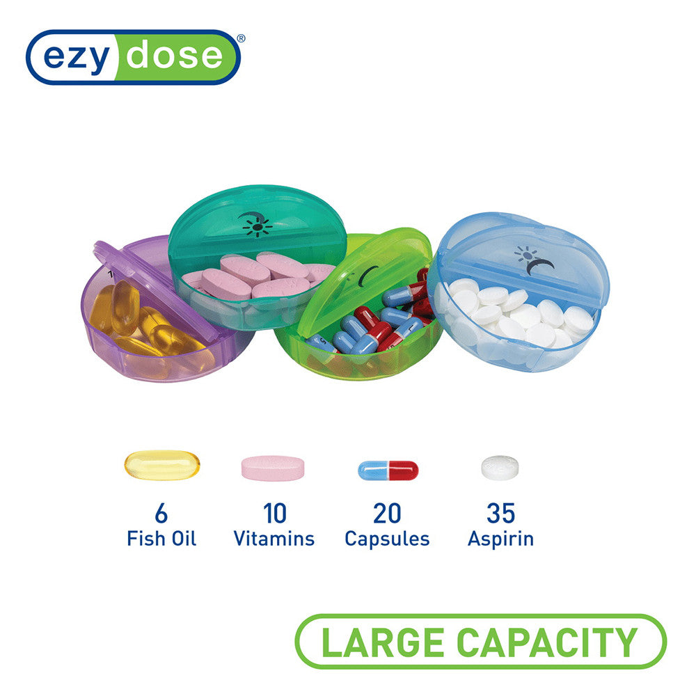 Ezy Dose Weekly Pill Organizer AM/PM Pop Out Compartments for Medication, Assorted, 1 Ea