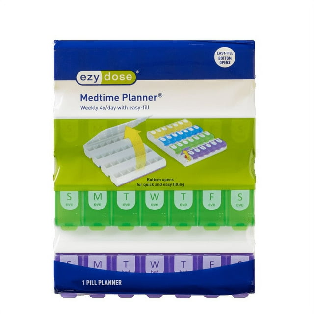 Ezy Dose Easy Fill Medtime Organizer 7 Day Multi Dose Pill Planner 1Ea