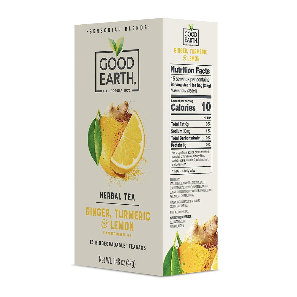 Good Earth Sensorial Blends Ginger, Turmeric and Lemon Herbal Tea, 15 Ea