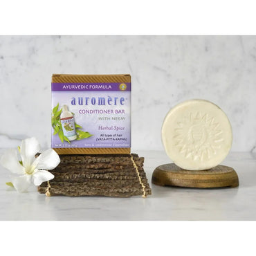 Auromere Ayurvedic Hair Conditioner Bar with Neem Herbal-Spice, 2.12 Oz