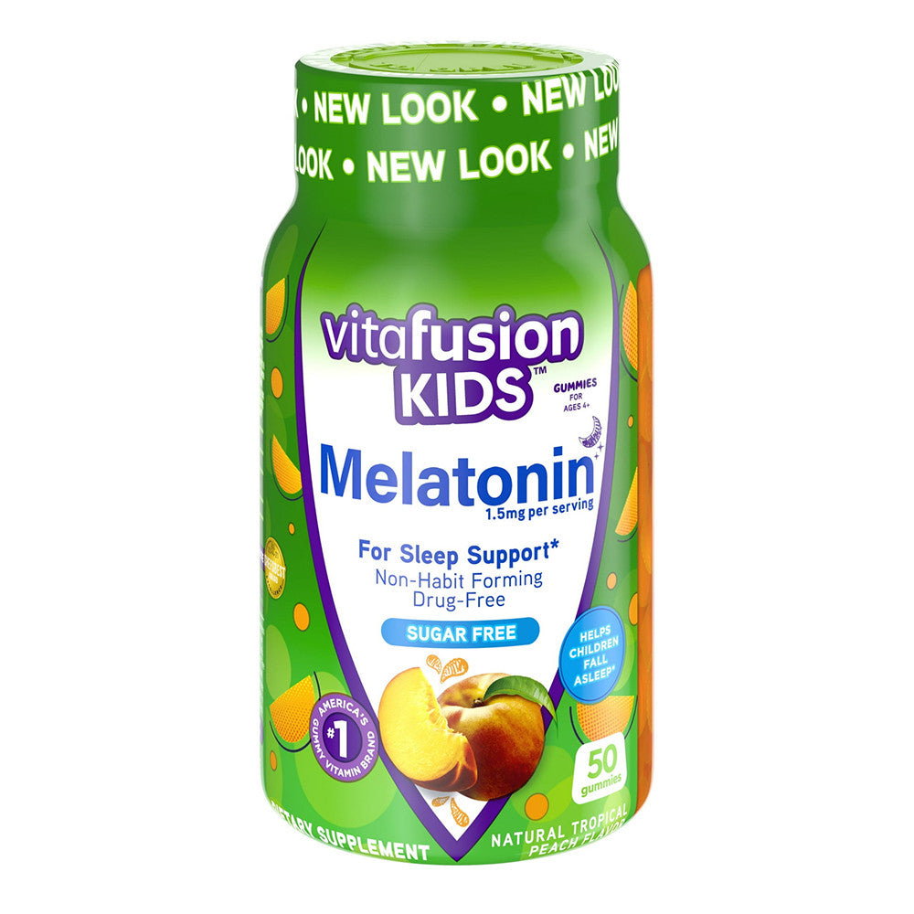 Vitafusion Kids Melatonin Supplement for Sleep Support Gummies, Tropical Peach Flavored, 50 Ea