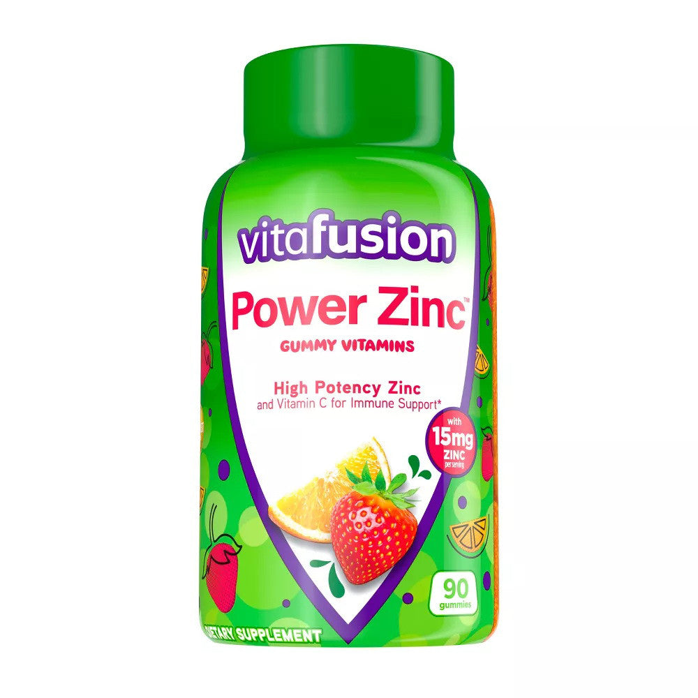 Vitafusion Power Zinc Gummy Vitamins Immune Support, Strawberry, 90 Ea