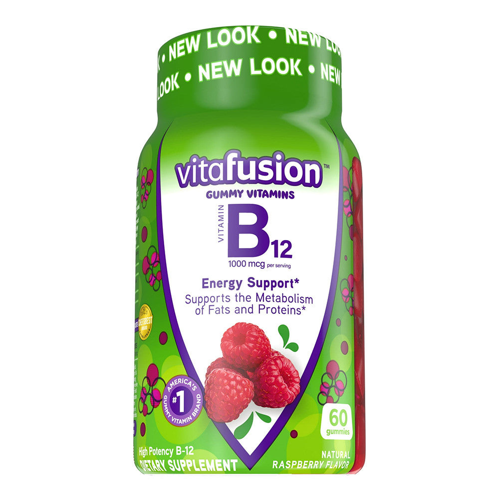 Vitafusion B12 Gummy Vitamins Energy Support, Raspberry Flavor, 60 Ea