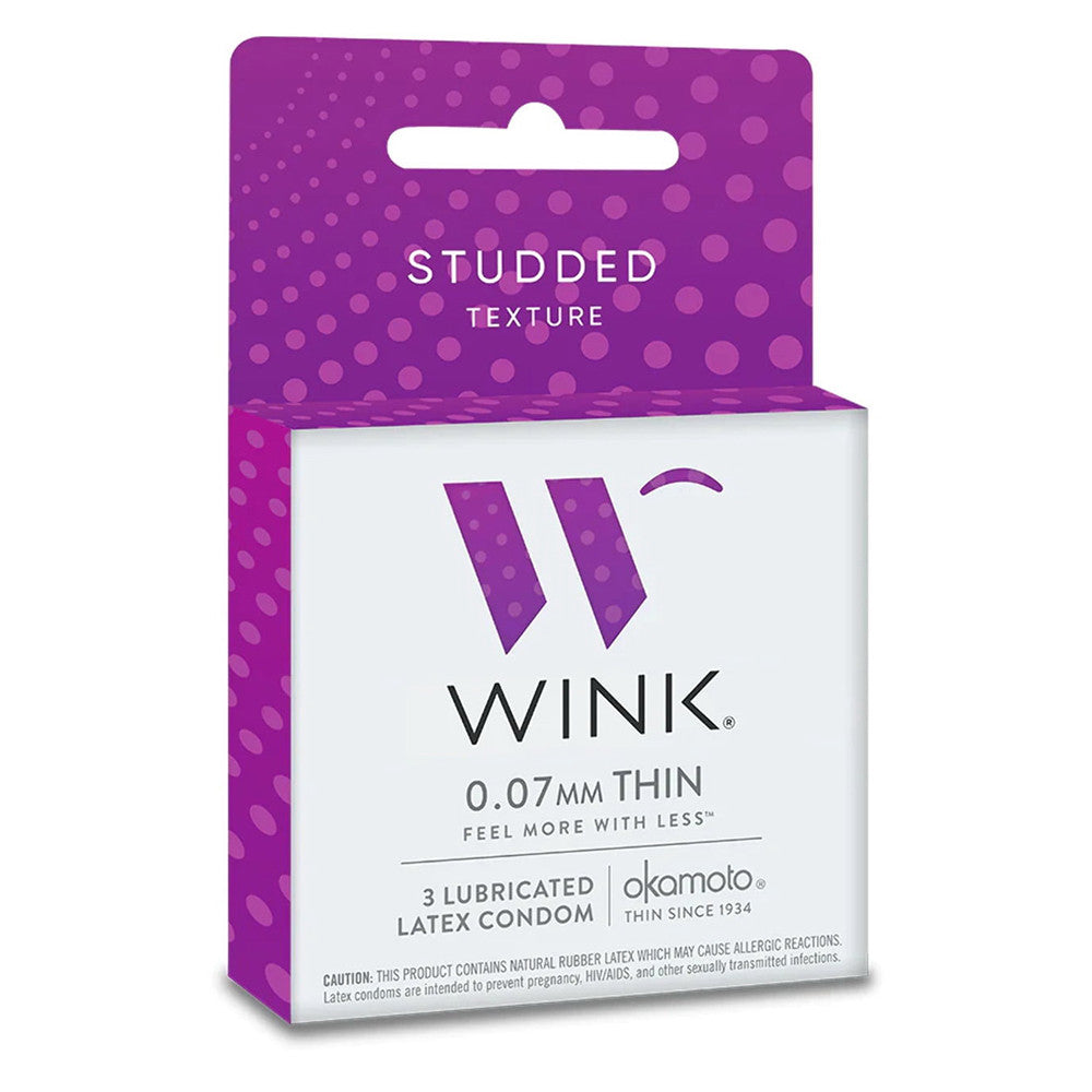 Wink Studded Texture Lubricated Male Latex Condoms, 3 Ea