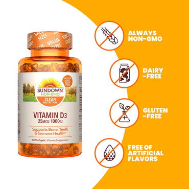Sundown Naturals 1000 Iu High Potency Vitamin D3 Soft Gels, 400 ea