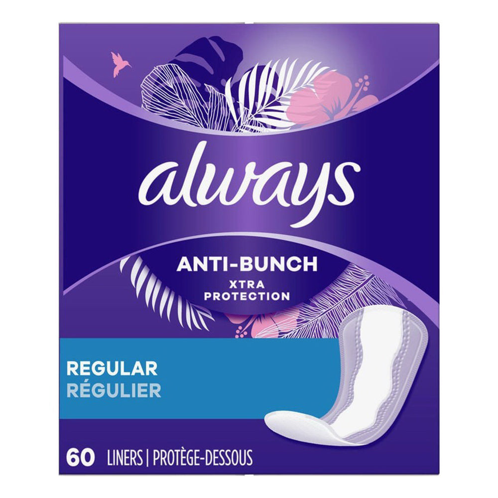 Always Extra Protect Liners Regular Secure Feminine Protection 60Ea