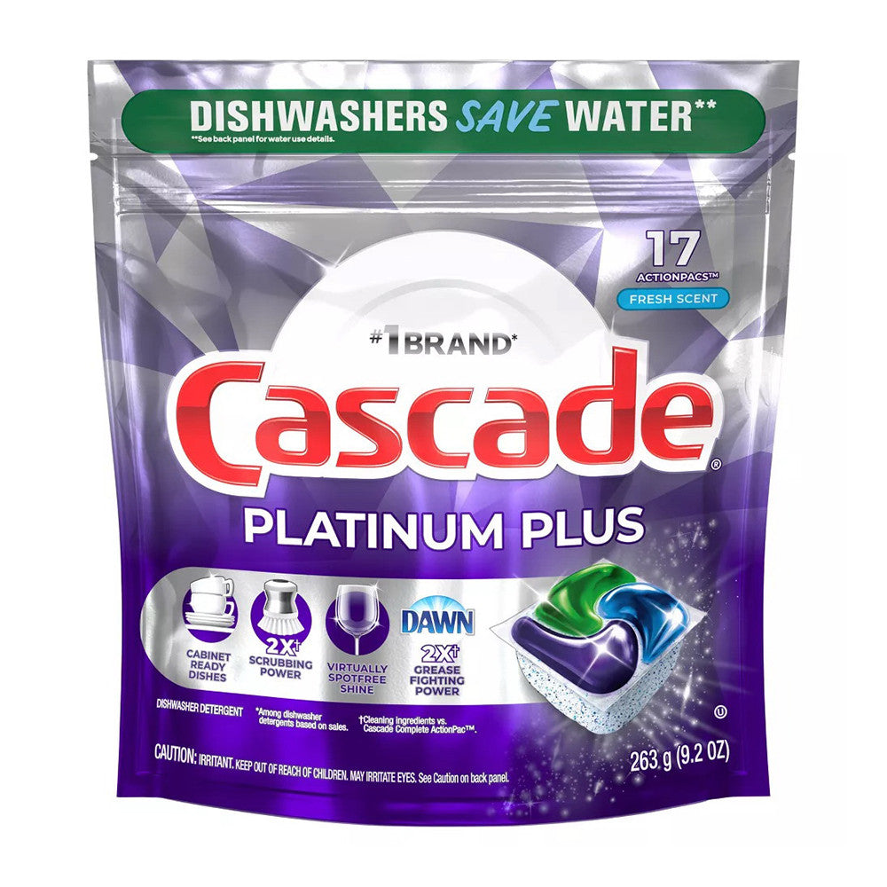 Cascade Fresh Platinum Plus Action Pacs Dishwasher Detergents, 9.2 Oz