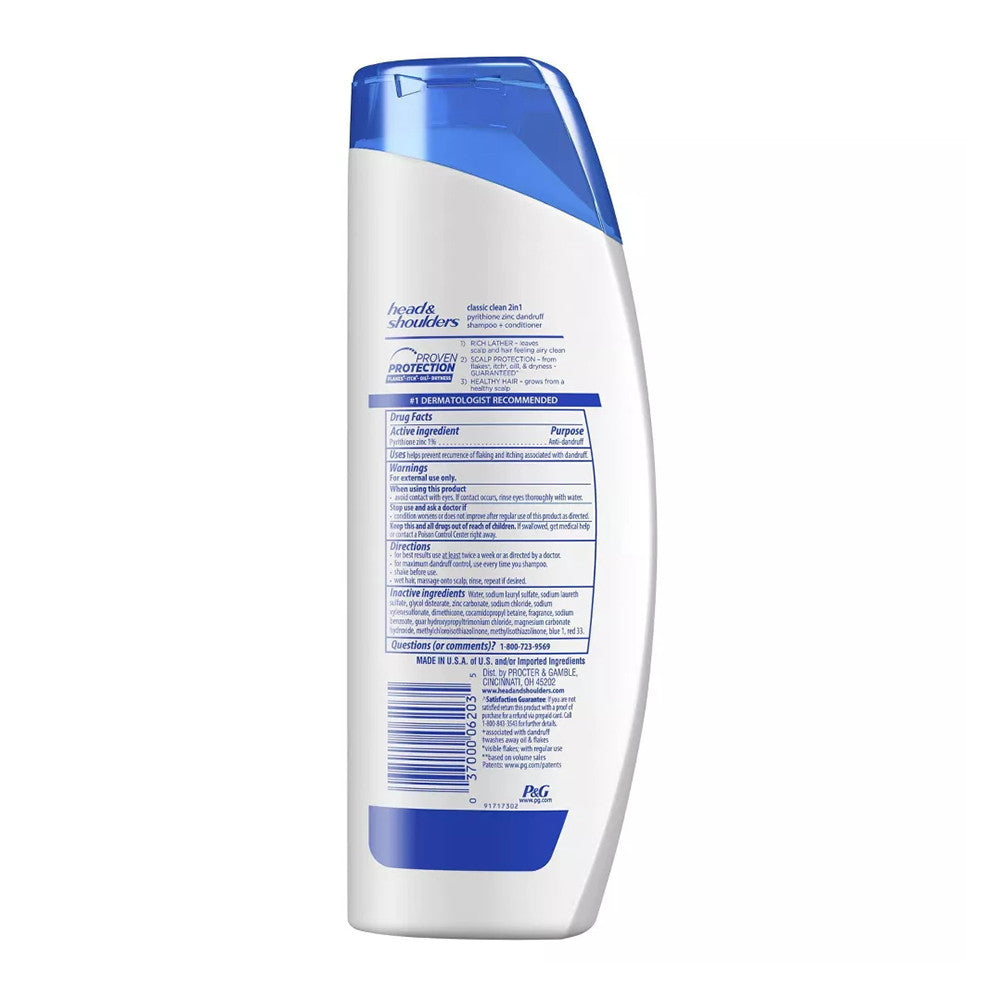 Head and Shoulders Classic Clean 2 in 1 Dandruff Shampoo and Conditioner, 12.5 Oz
