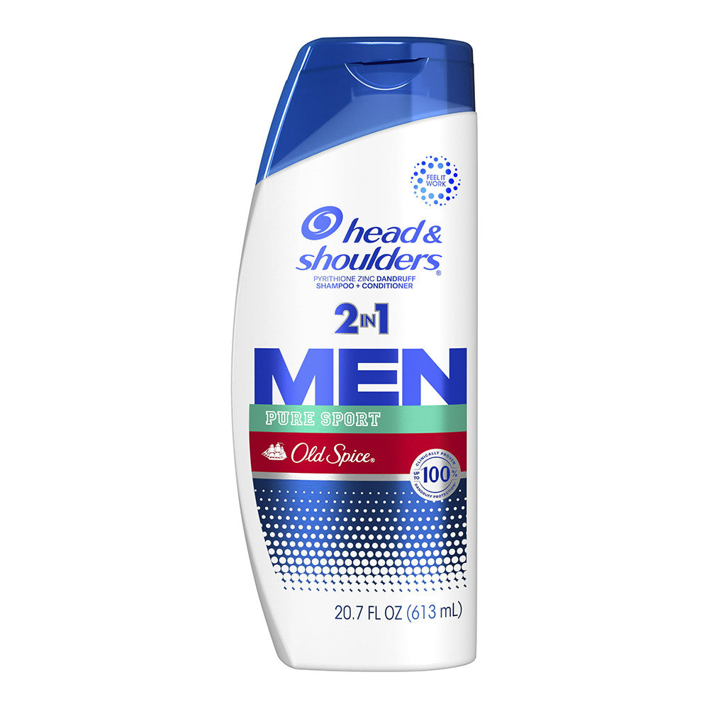 Head and Shoulders Mens 2 in 1 Dandruff Shampoo and Conditioner, Old Spice Pure Sport, 20.7 Oz