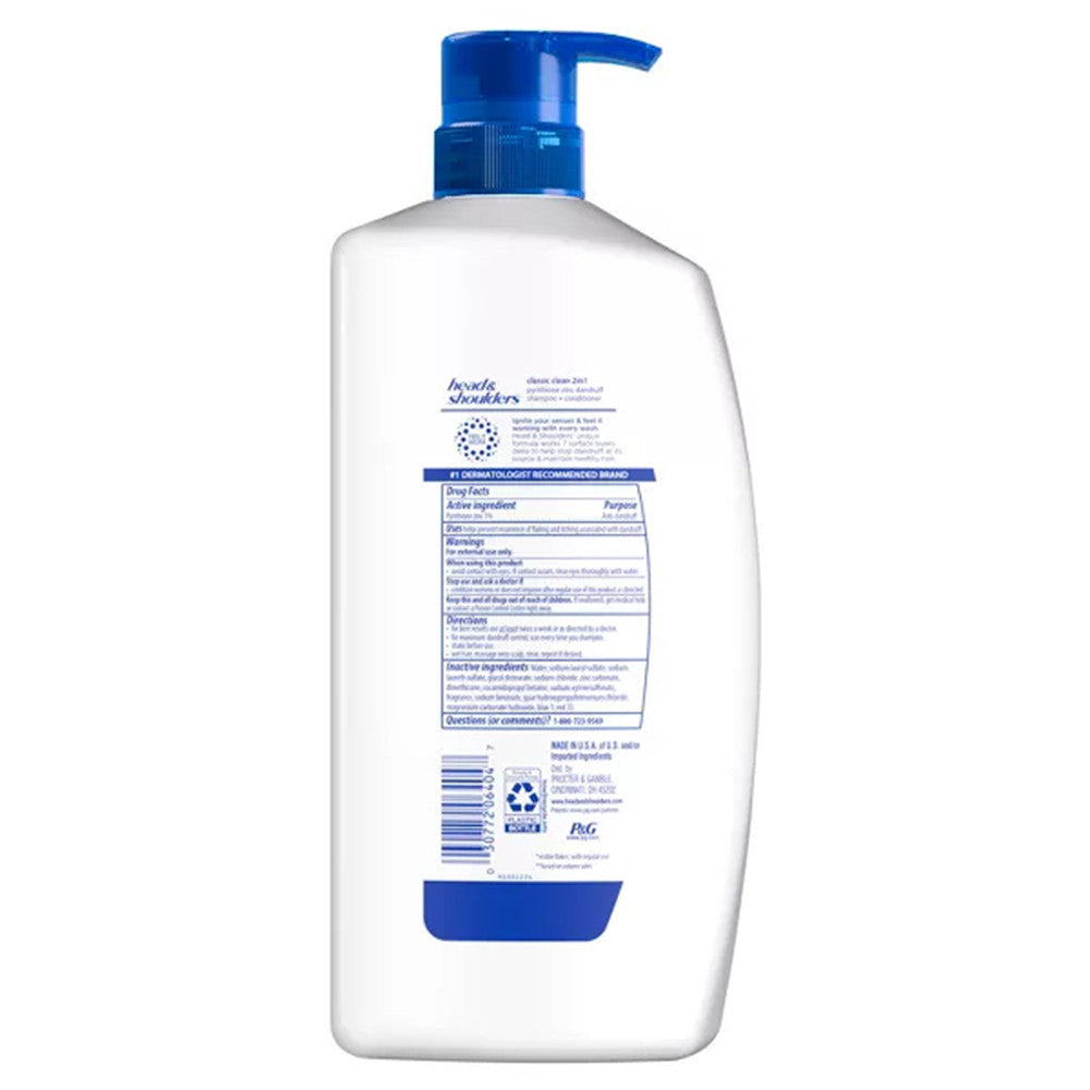 Head and Shoulders 2 in 1 Dandruff Shampoo and Conditioner, Classic Clean, 28.2 Oz