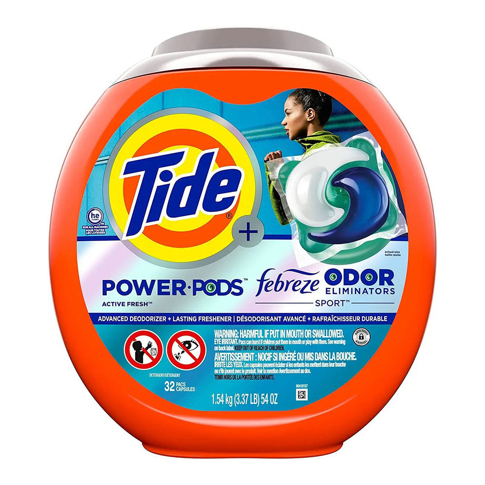 Tide Power Pods Laundry Detergent Pacs With Febreze Sport, 54 Oz
