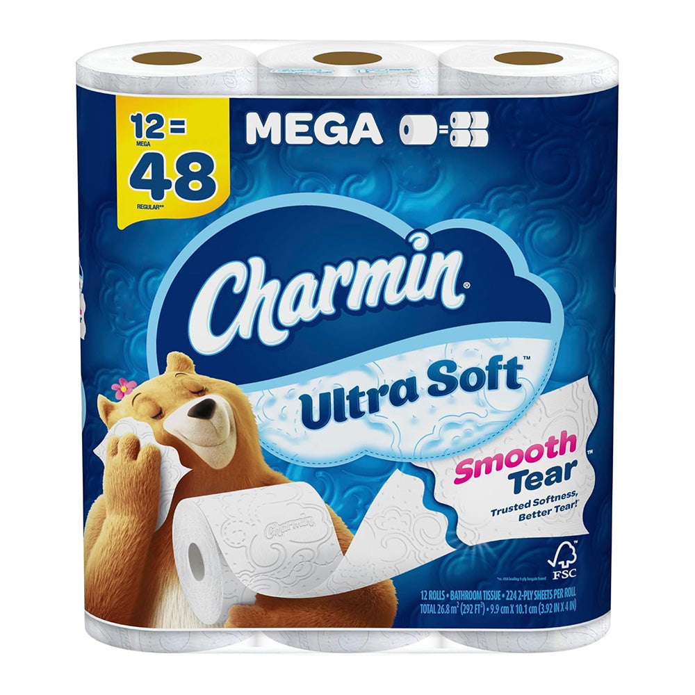 Charmin Softens Skin Clog-Safe Septic-Safe Ultra Soft Toilet Paper 12 Mega Rolls 224Ea