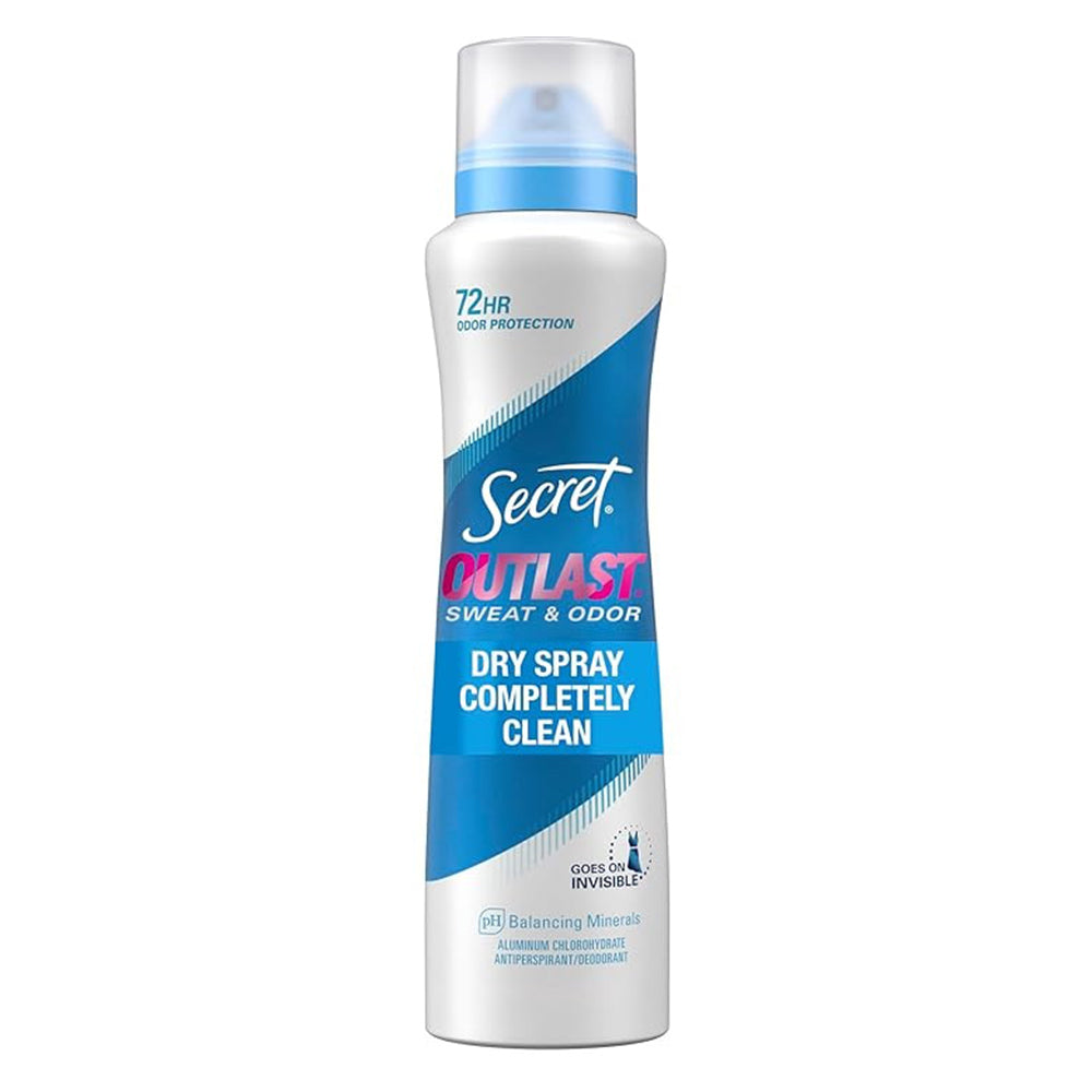 Secret Deodorant Outlast Invisible Dry Spray Completely Clean 4.1Oz (116g)