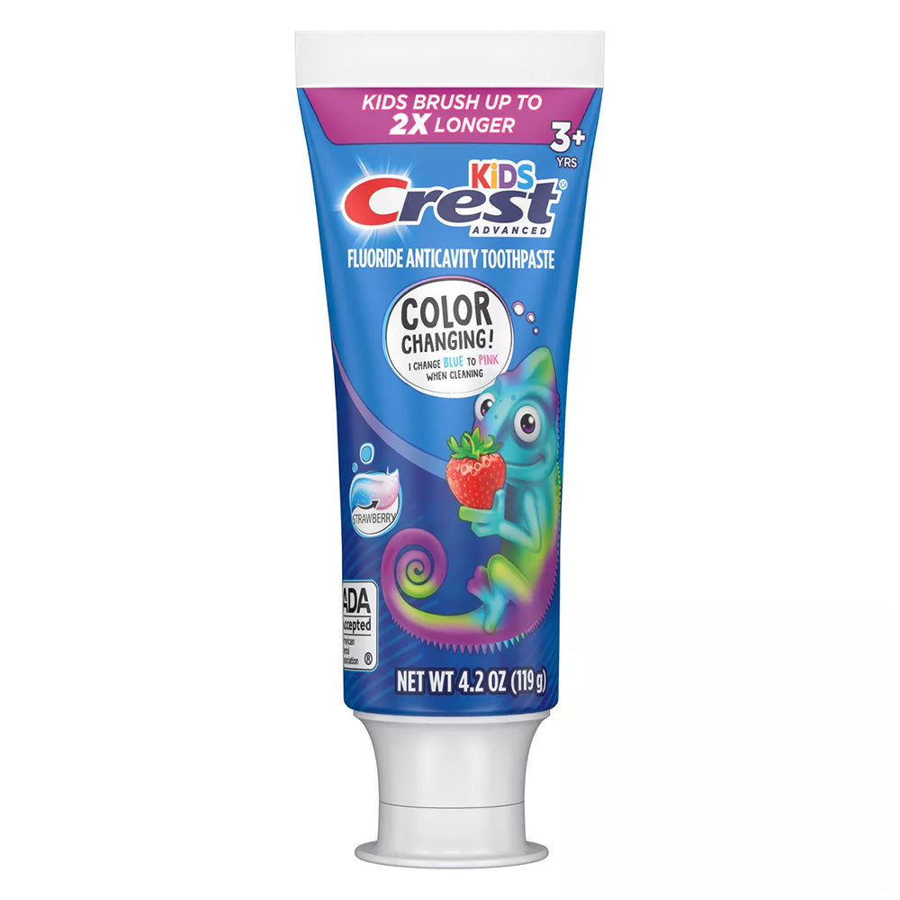 Crest Kids Advanced Color Changing Fluoride Anticavity Toothpaste Strawberry Flavor 4.2Oz (119g)