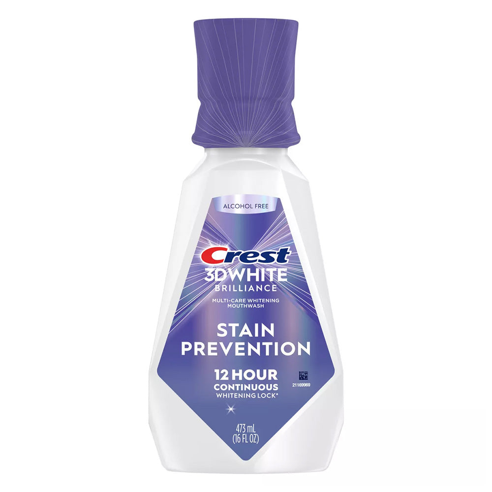 Crest 3D White Brilliance Stain Prevention Whitening Alcohol Free Mouthwash 16Oz (473ml)