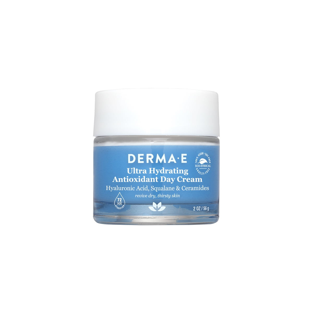 Derma E Hydrating Day Cream Vegan Hyaluronic Acid and Green Tea, 2 Oz
