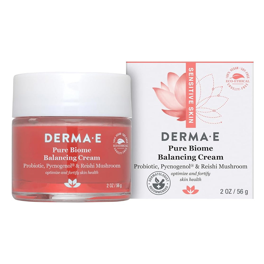 Derma E Pure Biome Face Balancing Moisturizing Cream Optimize and Fortify Skin Health 2Oz (56g)