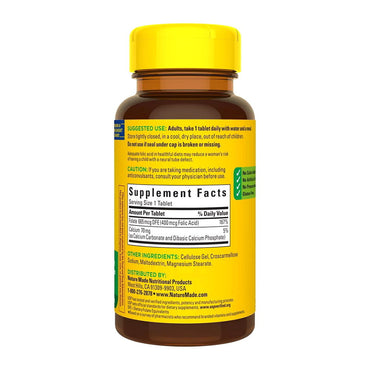 Nature Made Folic Acid 400 Mcg Tablets To Reduce Child Birth Defects Tablets, 250 Ea
