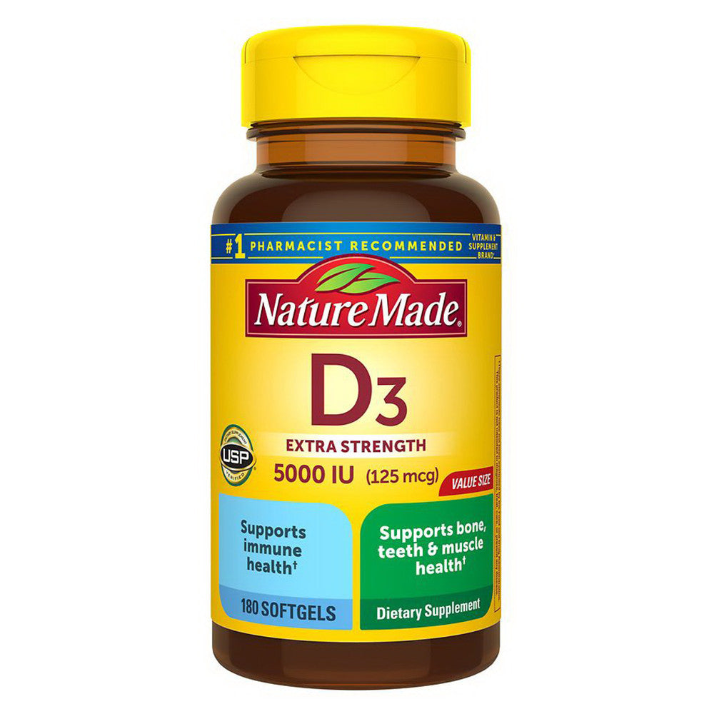 Nature Made Extra Strength Vitamin D3 5000 Iu Softgels, 180 Ea