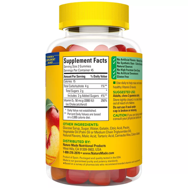 Nature Made Vitamin D Adult Gummies Supports Bone, Joint And Immune Health, 90 Ea