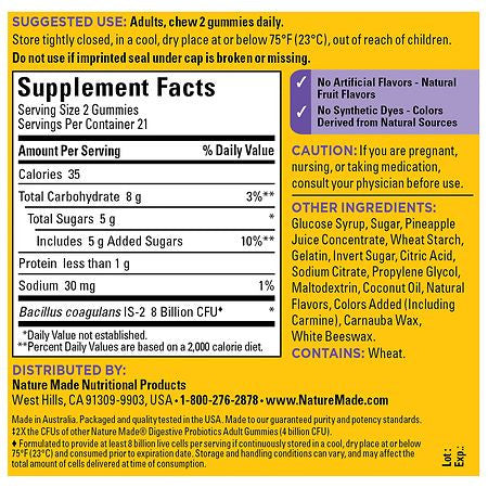 Nature Made Digestive Probiotics Ultra Strength Raspberry And Cherry Adult Gummies, 42 Ea