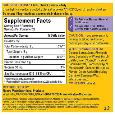 Nature Made Digestive Probiotics Ultra Strength Raspberry And Cherry Adult Gummies, 42 Ea