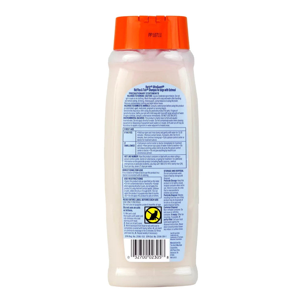 Hartz Ultra Guard Rid Flea and Tick, Oatmeal Dog Shampoo, 18 Oz