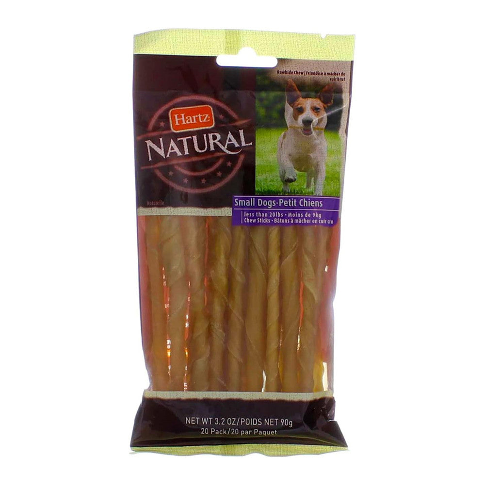 Hartz Rawhide Natural Chew Sticks, 20 Pack, 3.5 Oz