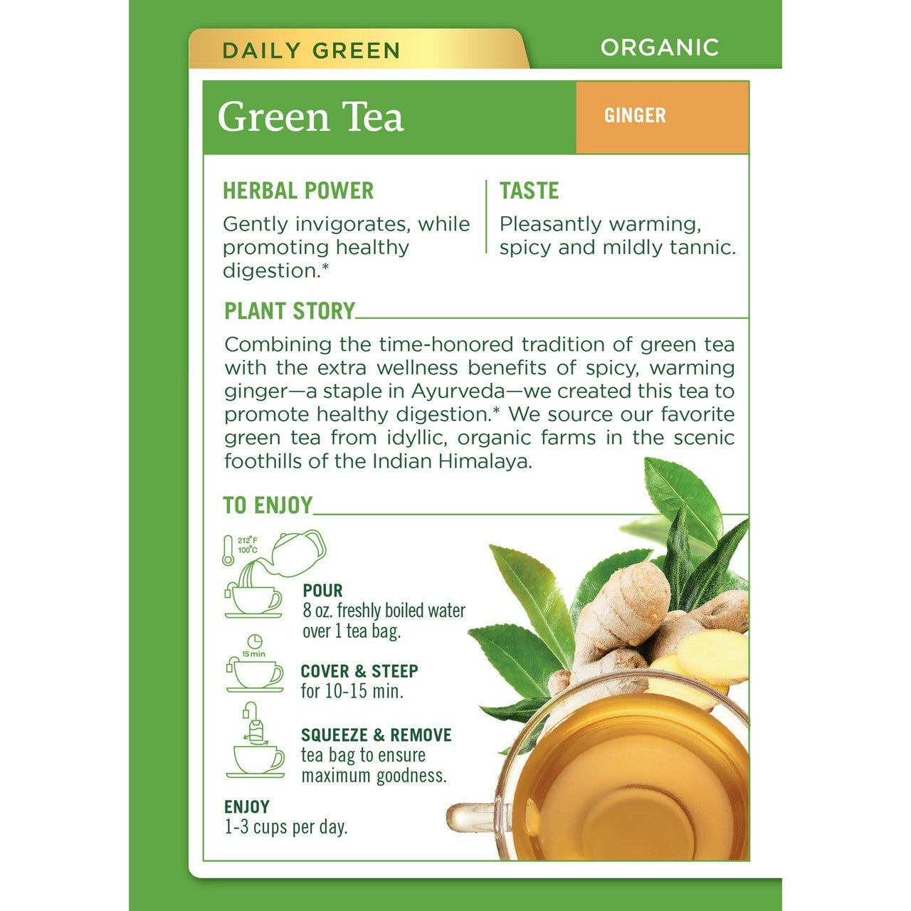 Traditional Medicinals Organic Green Tea With Ginger Herbal Tea Bags, 16 Ea