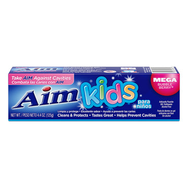 Aim Kids Gel Fluoride Toothpaste, Mega Bubble Berry, 4.4 Oz