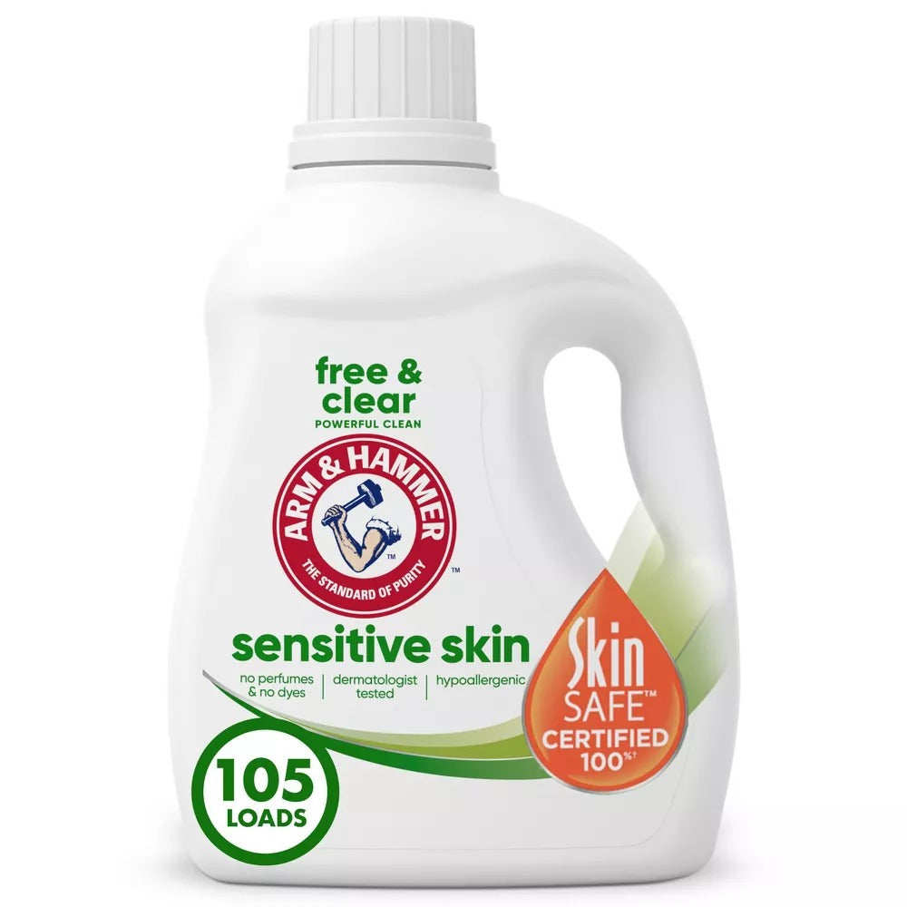 Arm and Hammer Sensitive Skin Free and Clear Liquid Laundry Detergent Dye-Free 105Oz (3.1L)